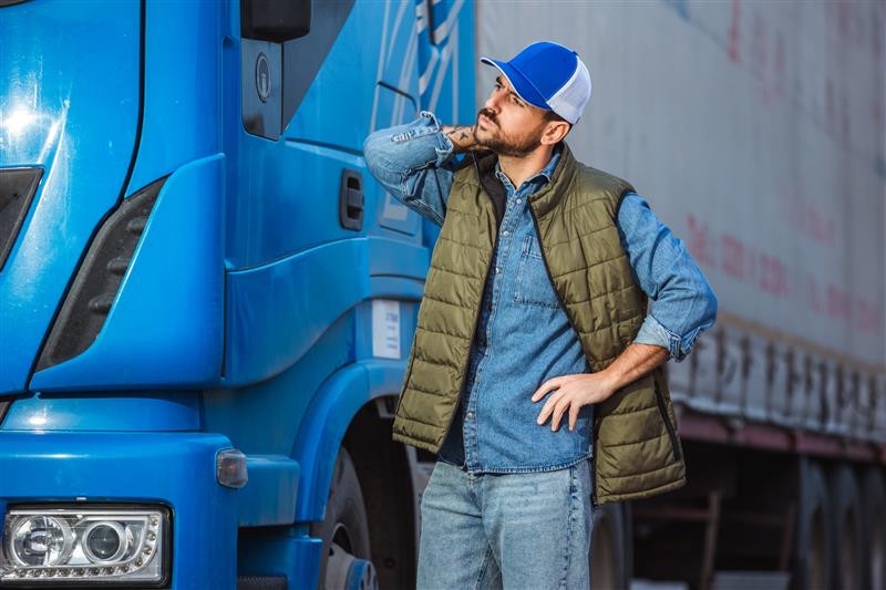 Truck driver at work on the road.